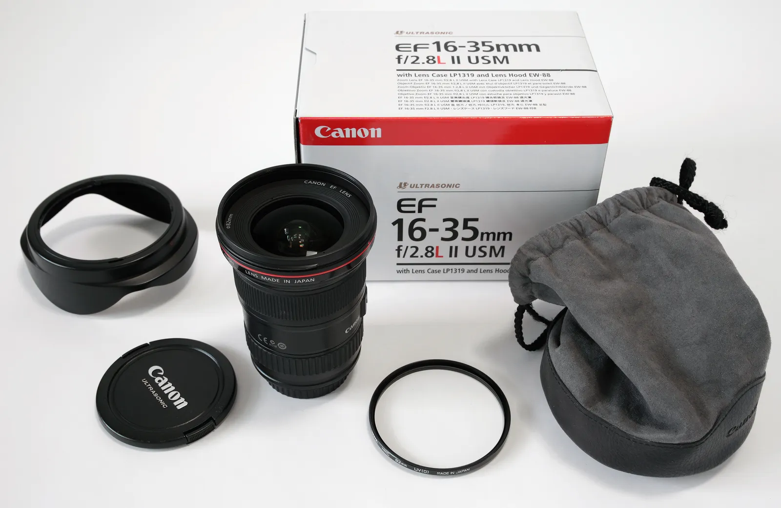 Canon EF 16-35mm f/2.8 L II USM lens w/caps and lens hood