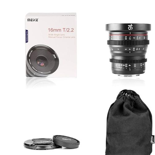 Meike 16mm T2.2 Manual Focus Wide Angle Fixed Prime Cinema Lens for M43 Micro Four Thirds MFT Mount Cameras and Cinema Camera BMPCC