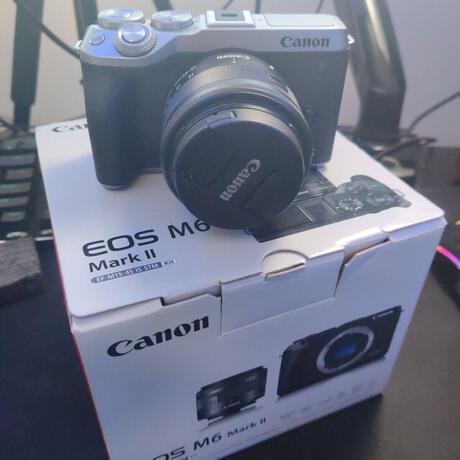 thumbnail-0 for Canon EOS M6 Mark II Mirrorless Digital Camera w/ 15-45mm Lens Silver