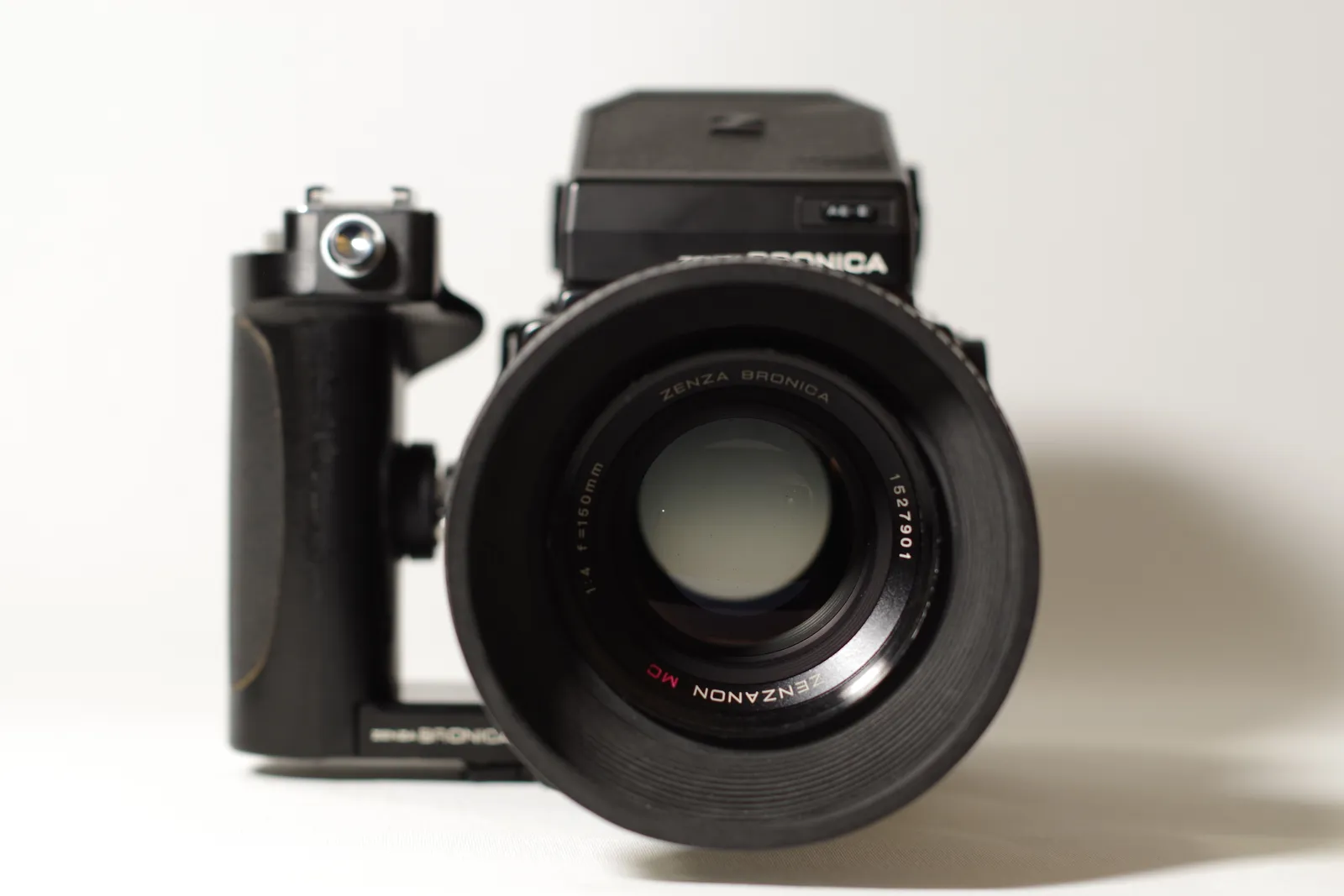 Bronica ETR with 2 Backs, 3 lenses, side-winding grip, and AE ii