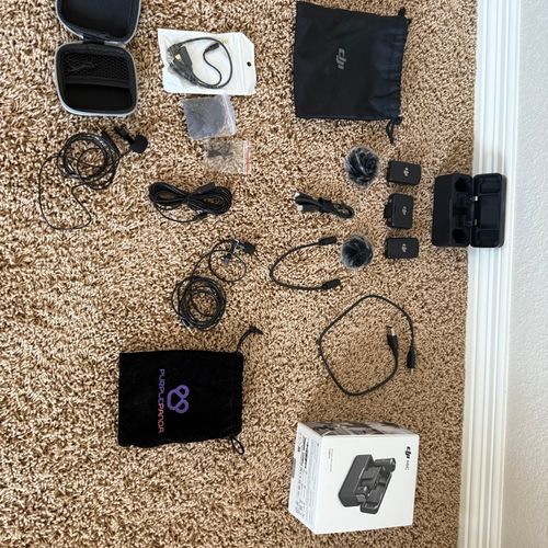 Dji Mic with 2 Transmitter,  1 Receiver, and wired lav mics kit