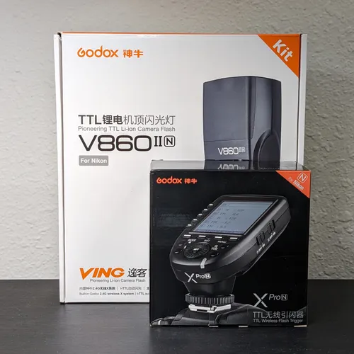 thumbnail-0 for Godox V860II-N TTL Li-Ion Flash Kit w/ XPro 2.4G TTL Wireless Trigger for Nikon