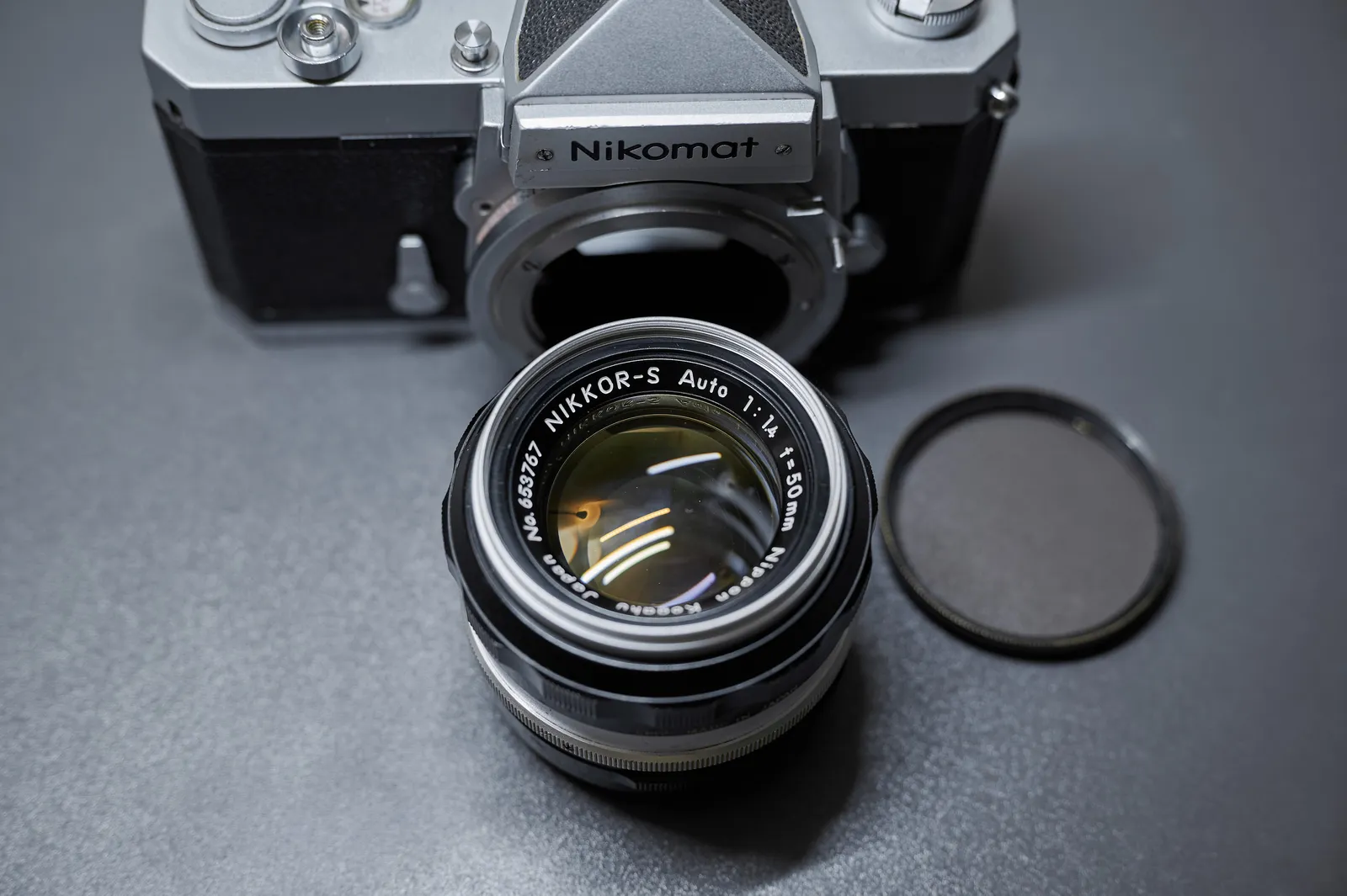 Nikon Nikomat FTN, Nikkor-S Auto 50mm F1.4 and 4 Batteries - Meter