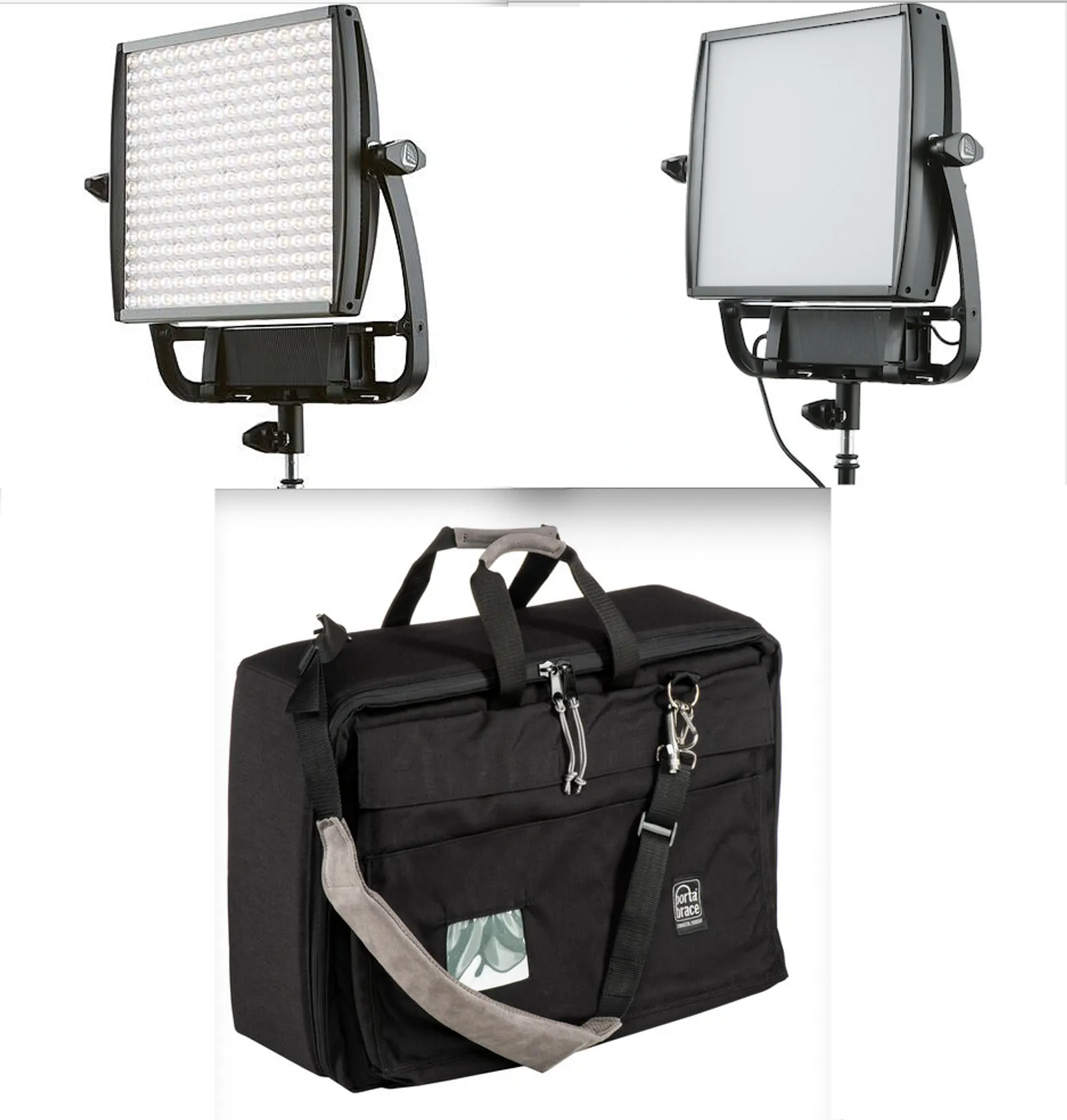 2 LitePanels Astra Kit:  LitePanels Astra 6x B-Color, LitePanels Astra  Softlight Bi-Color & PortaBrace LPB-LED2A Light Case 