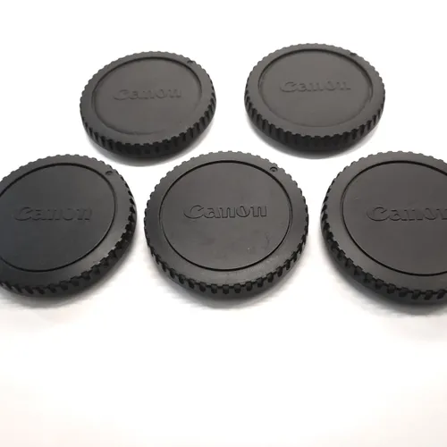thumbnail-1 for Five Canon Black Plastic Body Caps - for Canon EOS EF Cameras - Clean