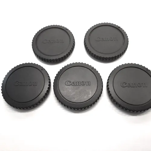 thumbnail-2 for Five Canon Black Plastic Body Caps - for Canon EOS EF Cameras - Clean