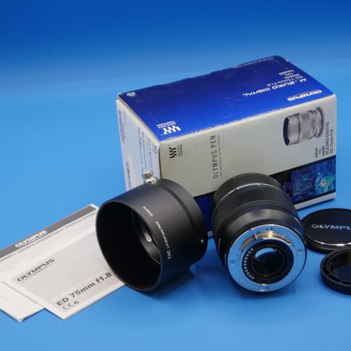 thumbnail-1 for Olympus ED 75mm f1.8 Lens, Shade, Neutral Density Filter-Mint Condition