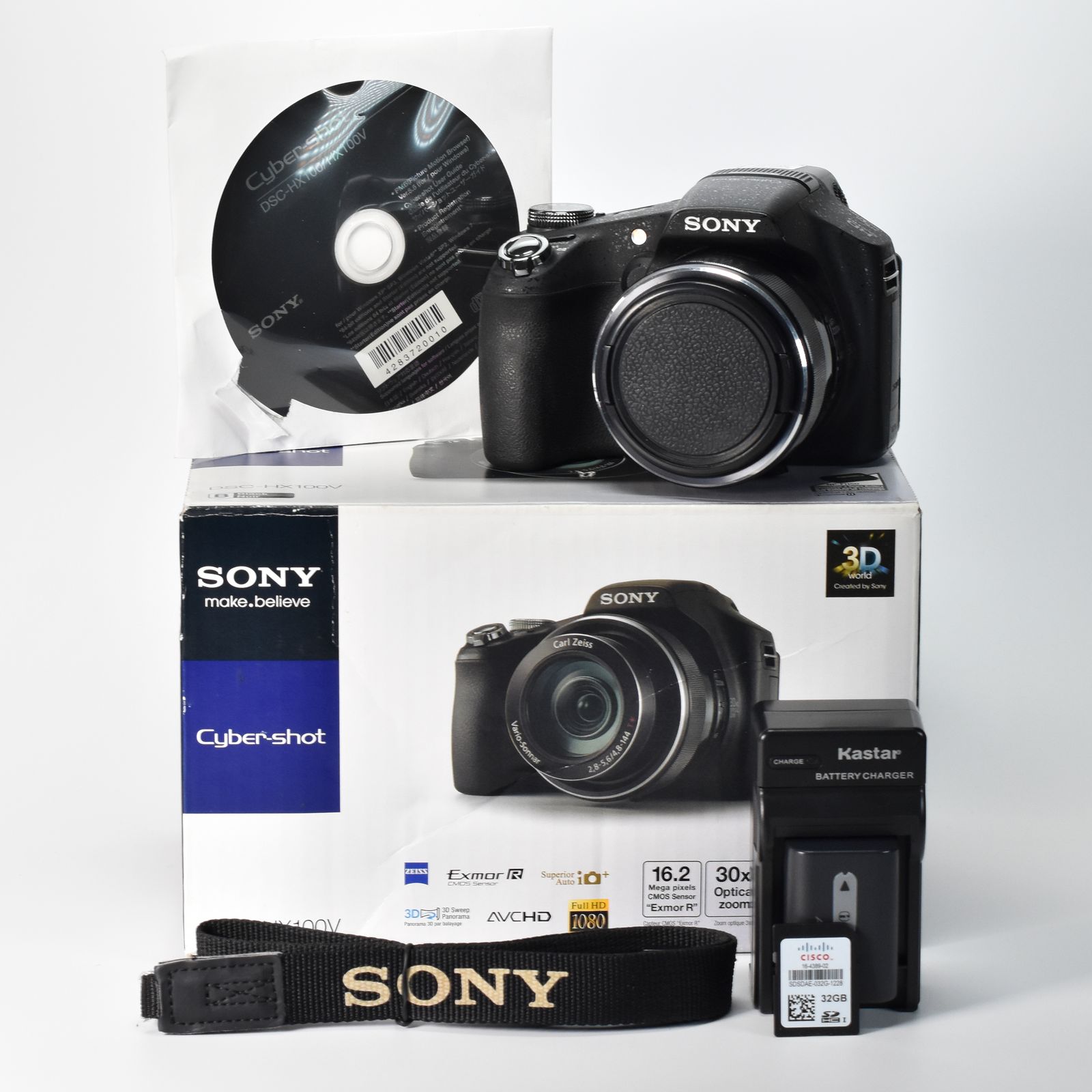thumbnail-0 for Sony Cyber-shot DSC-HX100V Digital Camera 16.2MP 30x Opt Zoom HD Video 32GB SD