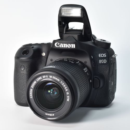 thumbnail-1 for Canon EOS 80D DSLR Camera 24.2MP Canon 18-55mm Lens HD Video 128GB SD Card MINT