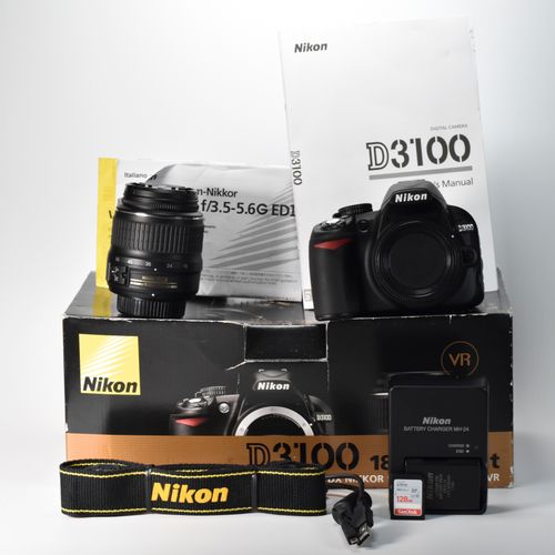 Nikon D3100 Digital SLR Camera 14.2MP 18-55mm Lens HD Video 1230 Clicks 128GB SD