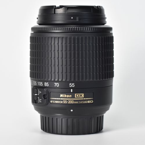 thumbnail-1 for Nikon AF-S DX Zoom-NIKKOR 55-200mm f/4-5.6G ED Lens with HB-34 Hood, Bag Mint