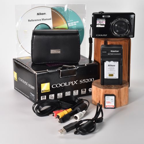 Nikon COOLPIX S5200 Digital Camera 16.0MP 6x Optical Zoom HD Video WiFi 128GB SD