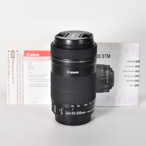 Canon EF-S 55-250mm f/4-5.6 IS STM Zoom Lens with User Manual MINT