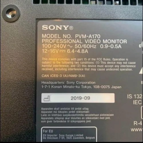 thumbnail-2 for Sony pvm-A170 v2.0 oled 17in production/editing monitor
