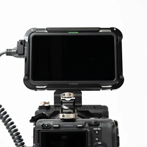 thumbnail-0 for Atomos Shinobi 5.2" 4K HDMI Camera Monitor with Battery, Charger, Cables, Cage, Hood, and Mount