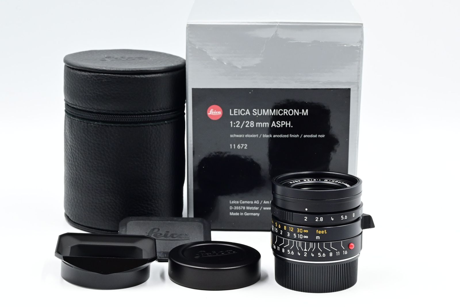 Leica 11672 28mm f2 Summicron-M ASPH 6-Bit E46 Lens Black