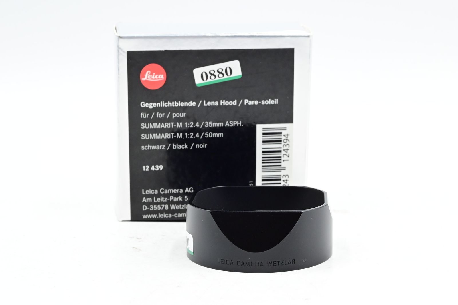 Leica 12439 Lens Hood for 35/2.4, 50/2.4 Summarit-M Lens Black