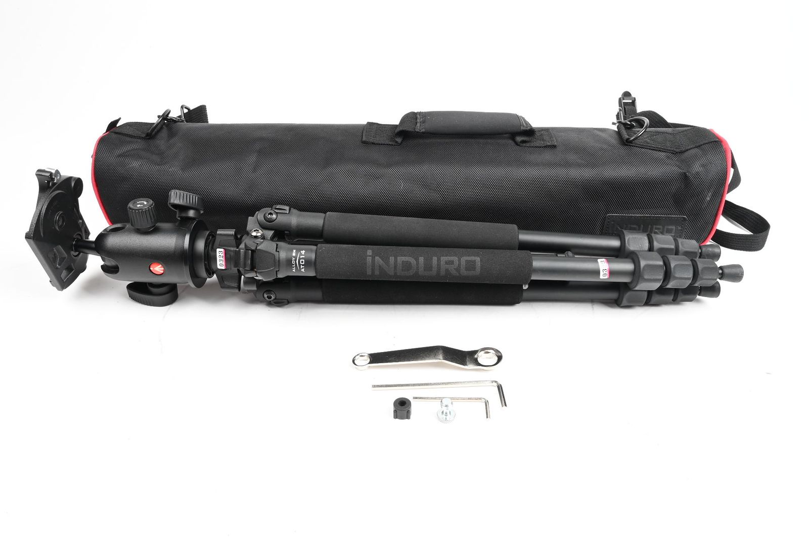 thumbnail-0 for Induro Alloy 8M AT014 Tripod Legs 472-014 w/ Manfrotto 498RC4 Ball Head
