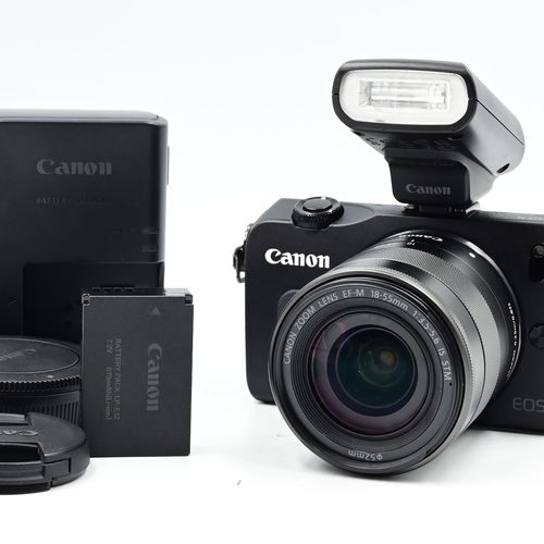 Canon EOS M 18MP Mirrorless Digital Kit w/ 18-55mm Lens, Flash