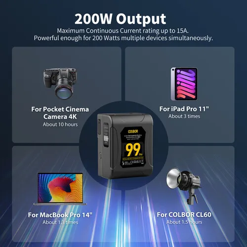 thumbnail-10 for COLBOR Power 99 Pro V-Mount 99Wh Battery with Real-Time OLED Display
