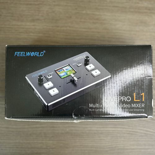 FEELWORLD LIVEPRO L1 V1 Multi Camera Video Mixer Switcher 2 Inch LCD Display 4 x HDMI Inputs USB 3.0 Output Format Real Time Production Live Streaming Lightweight