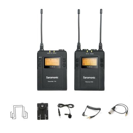 UwMic9 RX9+TX9 UHF Wireless Lavalier Microphone System with Portable Dual-Channel Camera-Mountable Receiver