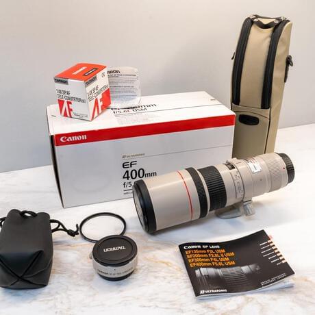 Canon EF 400mm f/5.6L USM Super Telephoto Lens w/1.4x Tele-convertor u0026  filter