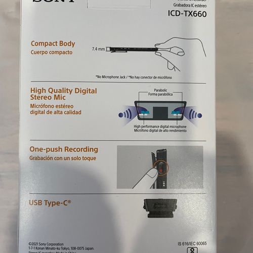 thumbnail-8 for Sony ICD-TX660 - Slim Digital Voice Recorder with OLED Display, Black