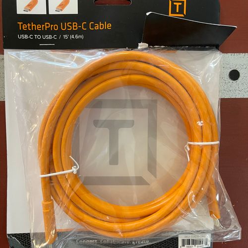 TETHER TOOLS TETHERPRO USB TYPE-C MALE TO USB TYPE-C MALE CABLE (15' ORANGE)