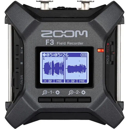 thumbnail-1 for Zoom F3 Professional Field Recorder, 32-bit Float Recording, 2 Channel Recorder, Dual AD Converters, 2 Locking XLR/TRS Inputs, Battery Powered, Wireless Control (OpenBox)