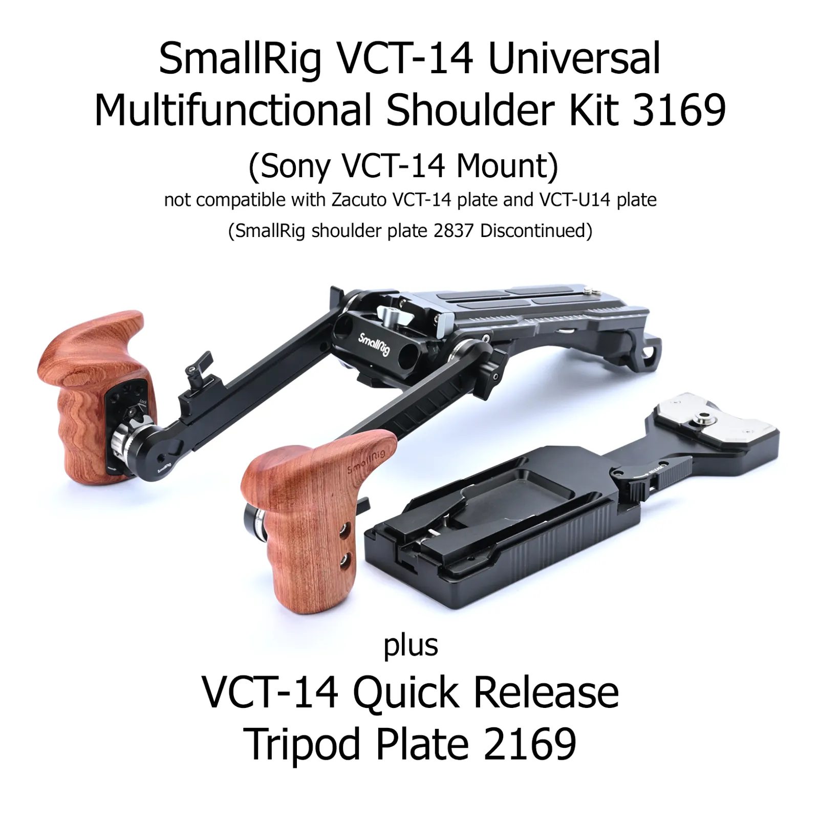 SmallRig Sony VCT-14 Universal Multifunctional Shoulder Kit 3169 + VCT-14 Quick Release Tripod Plate 2169